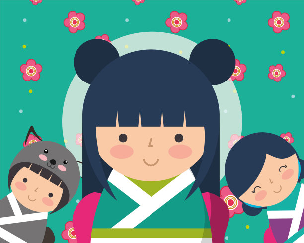 日本kokeshi娃娃和服图片下载