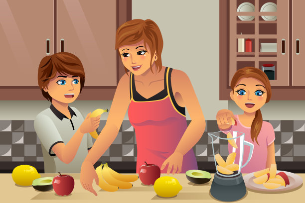 孩子们在做新鲜的果汁图片下载