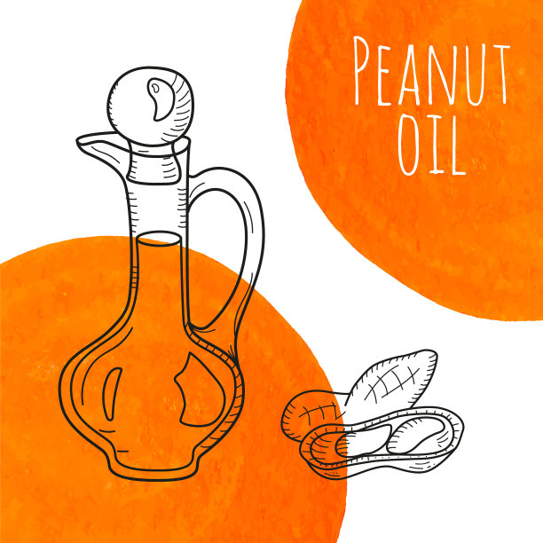 手绘的橘色花生油瓶图片下载