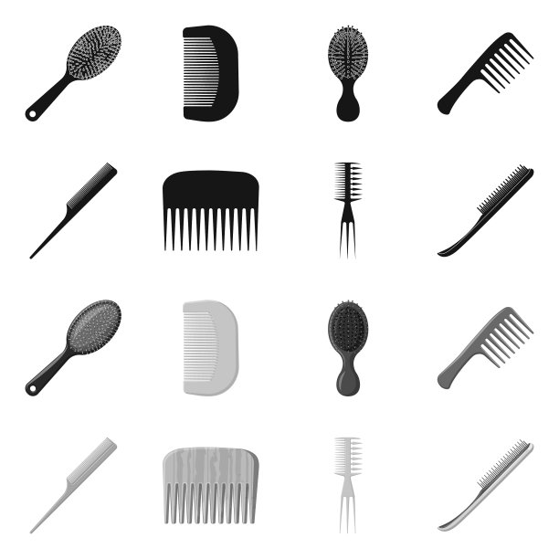 孤立对象的刷子和头发标志集图片下载