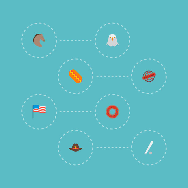 一套美国图标平风格的符号与制造图片下载