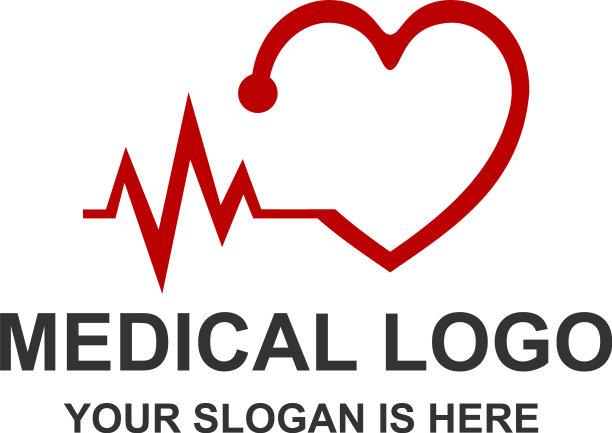 医用听诊器心脏脉搏标志图片下载