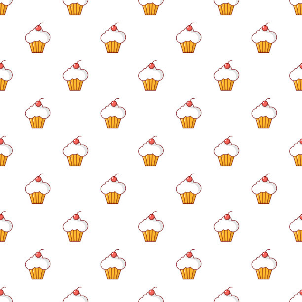 甜蜜的纸杯蛋糕图案无缝图片下载