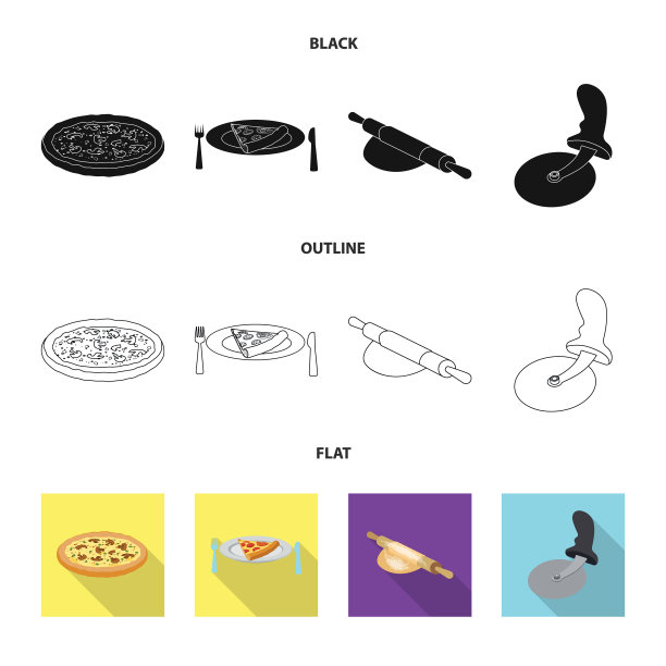 隔离对象的披萨和食物图标收集图片下载