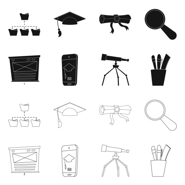 孤立对象的教育和学习标志图片下载