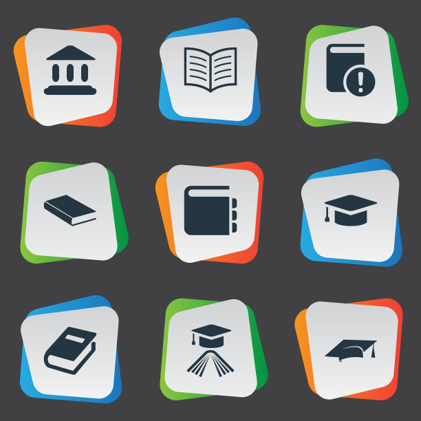 一组简单的教育图标图片下载