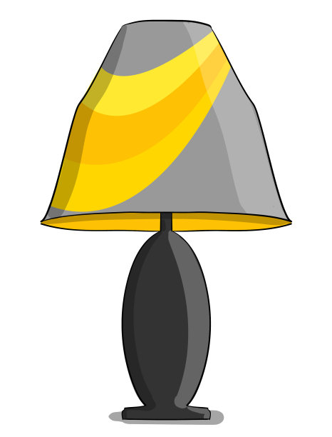 一盏黄灰相间的台灯立在一个图片下载
