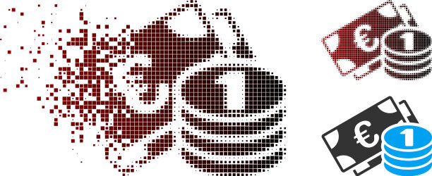 消失的像素半色调欧元现金图标图片下载