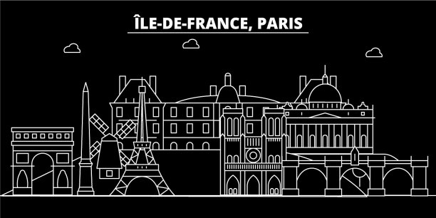 巴黎城市轮廓天际线法国-巴黎图片下载