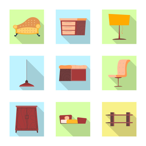 设计家具和公寓图标集图片下载