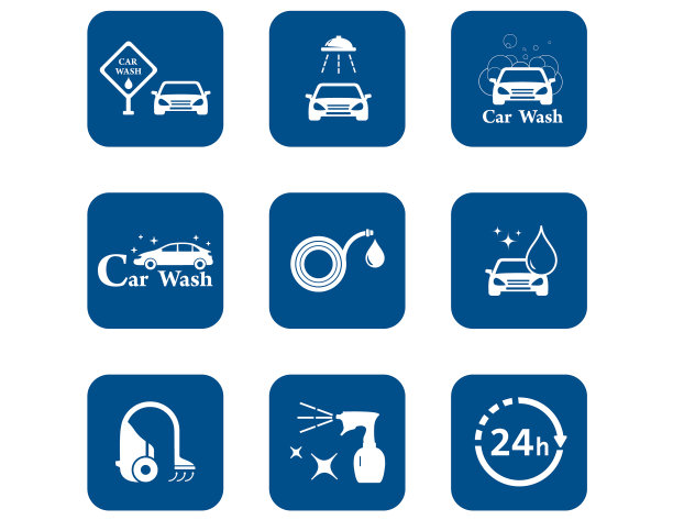 洗车蓝色图标集图片下载