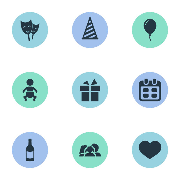 一套简单的生日图标图片下载