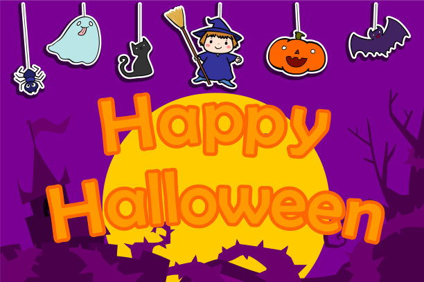 可爱快乐万圣节背景图片下载