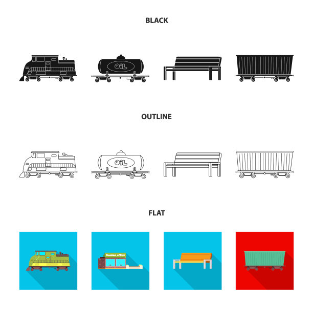 列车和车站标志集的设计图片下载