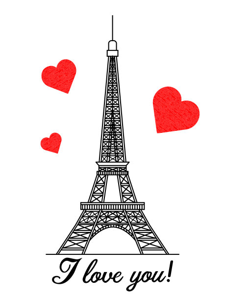 埃菲尔铁塔和红心图片下载