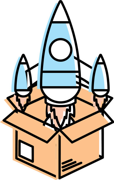 带科技火箭的盒子外面图片下载