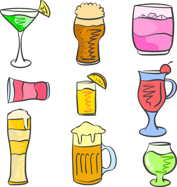 涂鸦各种饮料套装收藏图片下载