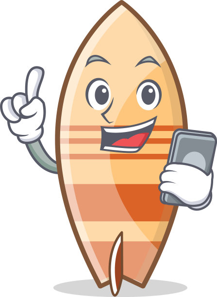 带有卡通人物的手机冲浪板风格图片下载