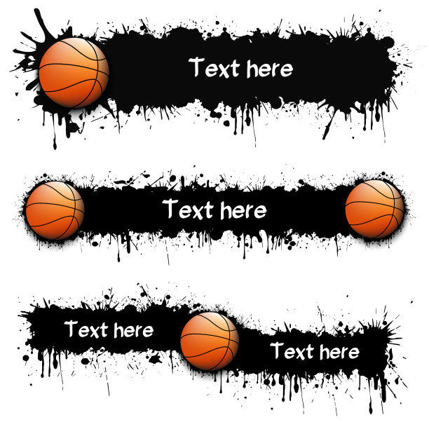 一套手绘垃圾横幅与篮球图片下载
