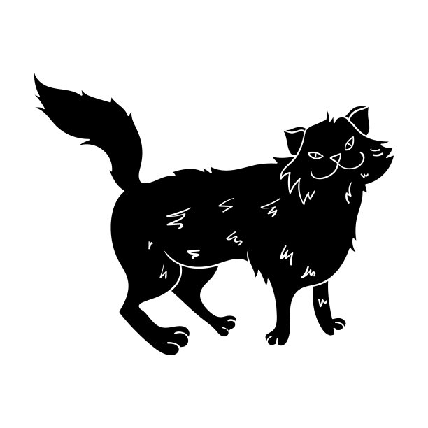 挪威森林猫图标在黑色风格孤立图片下载