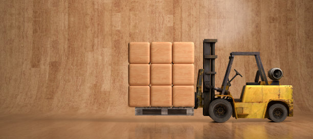 叉车移动木箱- 3D渲染插图图片下载