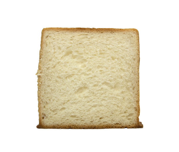 白色背景下的一片白面包图片下载