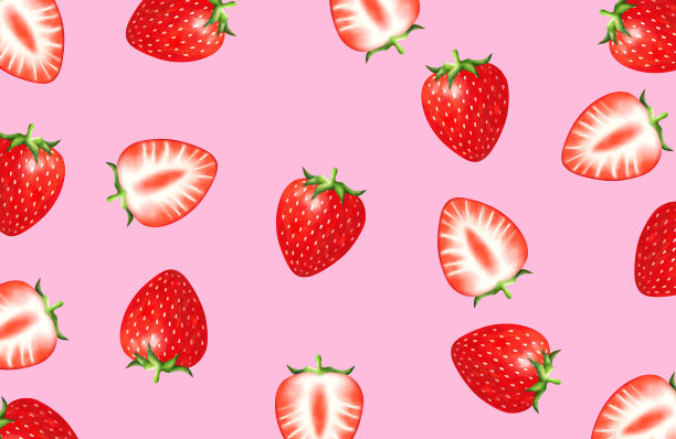 粉色背景配草莓图片下载