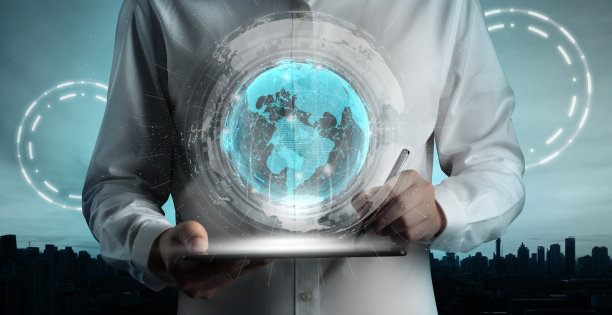 在智慧城市中，现代创意电信与互联网网络相结合图片下载