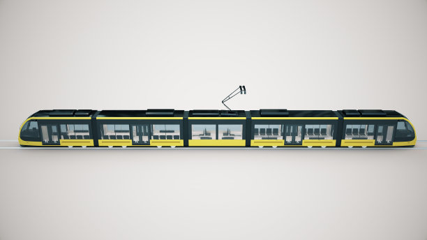 现代黄色有轨电车的3d模型图片下载