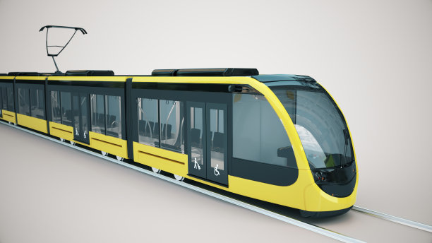 现代黄色有轨电车的3d模型图片下载