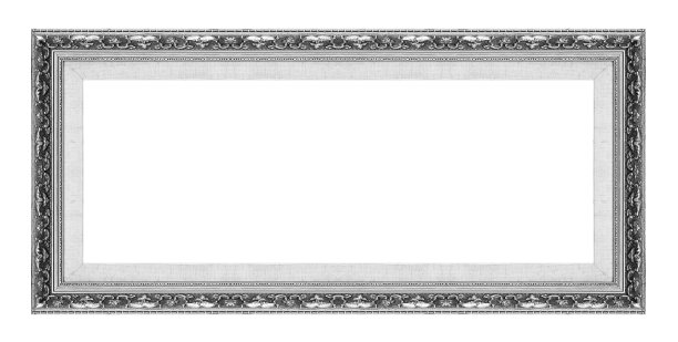 古董图片灰色框架孤立在白色背景，剪切路径图片下载