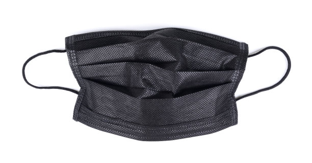 黑色一次性医用口罩与白色隔离图片下载