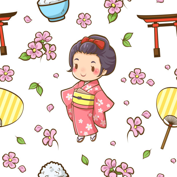 无缝图案女孩和附件向量图片下载