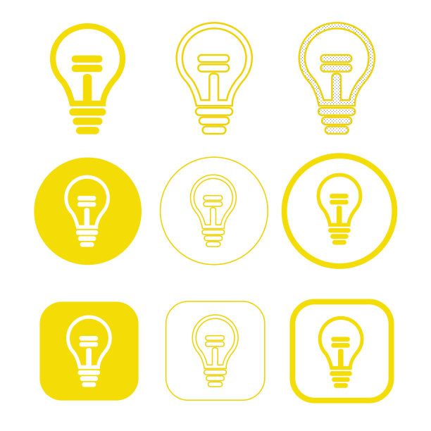 简单的灯泡图标标识设计图片下载