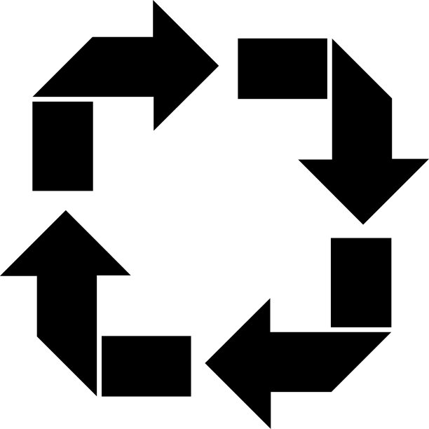 回收利用矢量图标。在平面设计中循环图标，孤立。黑箭回收生态标志。矢量图图片下载