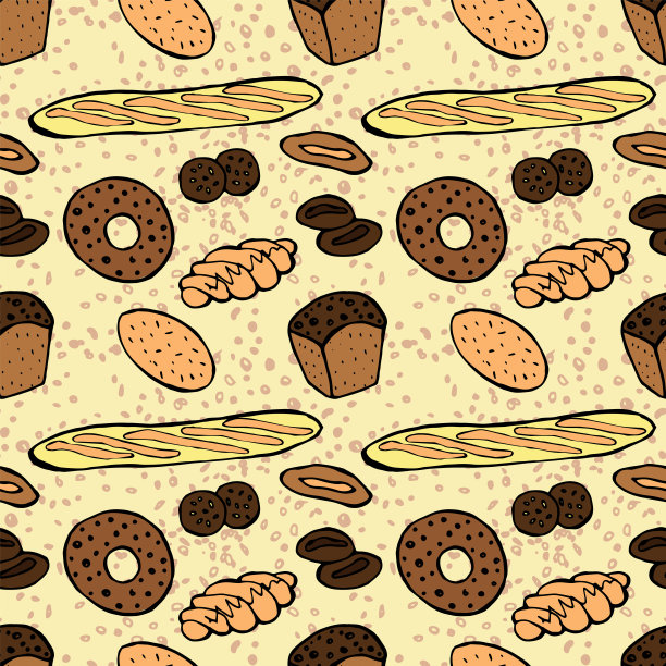 面包和烘焙产品无缝模式。图片下载
