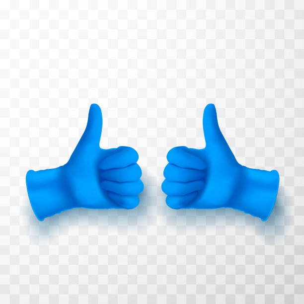 好的,好的歌唱。逼真医用乳胶手套。细节蓝色3d医疗手套。矢量图图片下载
