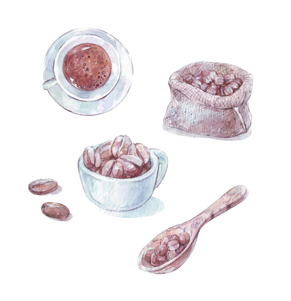 一杯咖啡和一袋种子图片下载