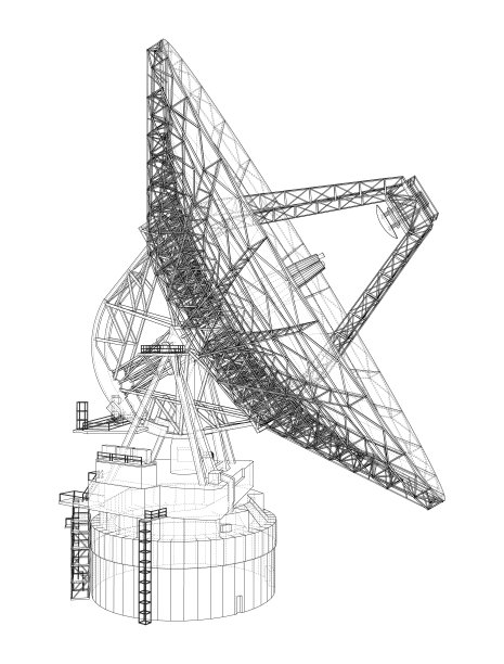 射电望远镜概念大纲。向量图片下载
