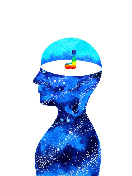 冥想人物头部精神抽象水彩手绘插画设计素材图片