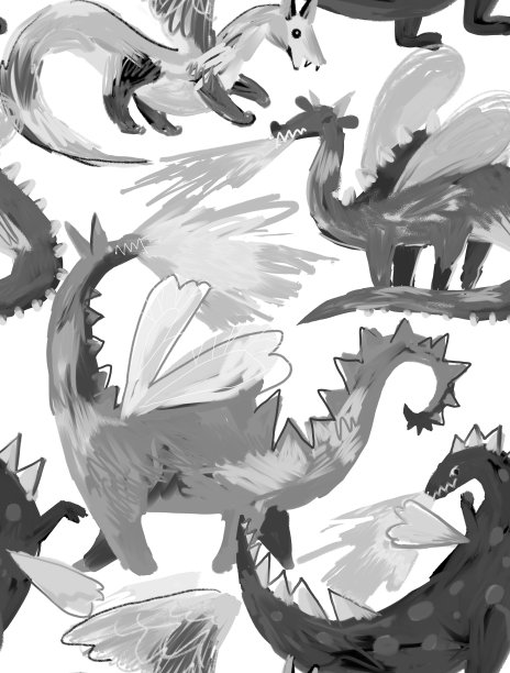 动物无缝图案与龙。儿童和儿童的背景图片下载