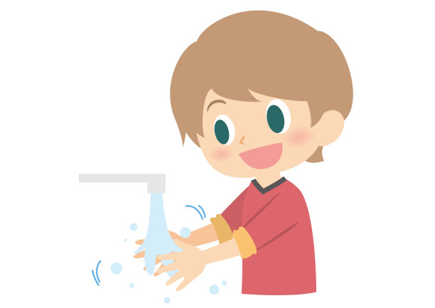 英语中如何洗手防止男孩手湿了图片下载