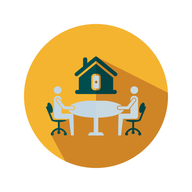 夫妇坐在前面的房子平面矢量图标- UI图标矢量图片下载