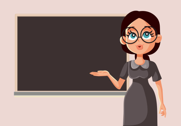 女教师在黑板前矢量字符图片下载