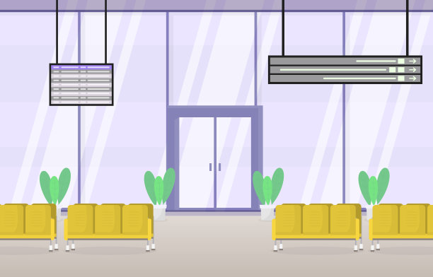 机场飞机航站楼登机口候机室大厅内部平面插图图片下载