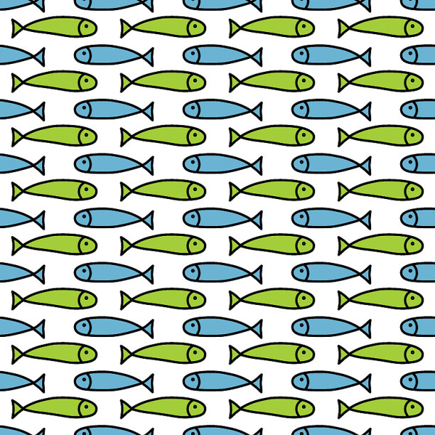 蓝绿鱼无缝图案图片下载