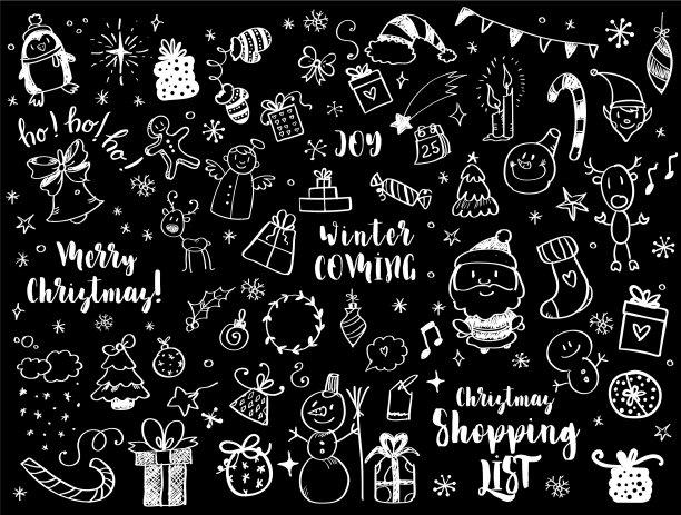 大的圣诞设计元素在涂鸦图片下载