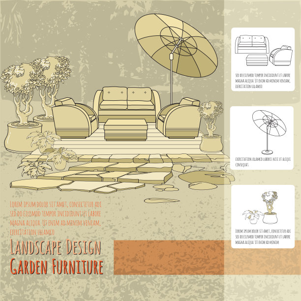 躺椅下有天井伞和鲜花图片下载