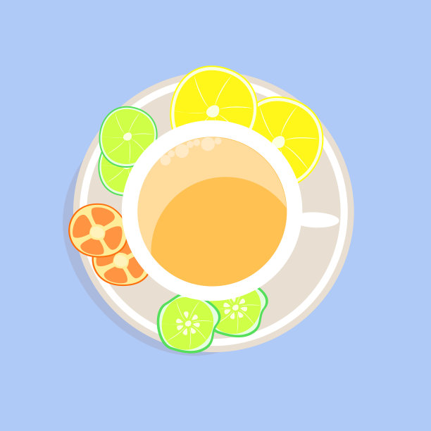 蓝色背景的柑橘茶图片下载