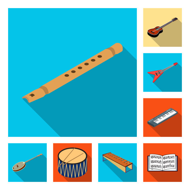 乐器平面图标集合图片下载